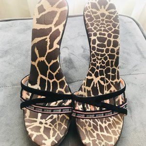 Just Cavalli black wood platform mules / sandals